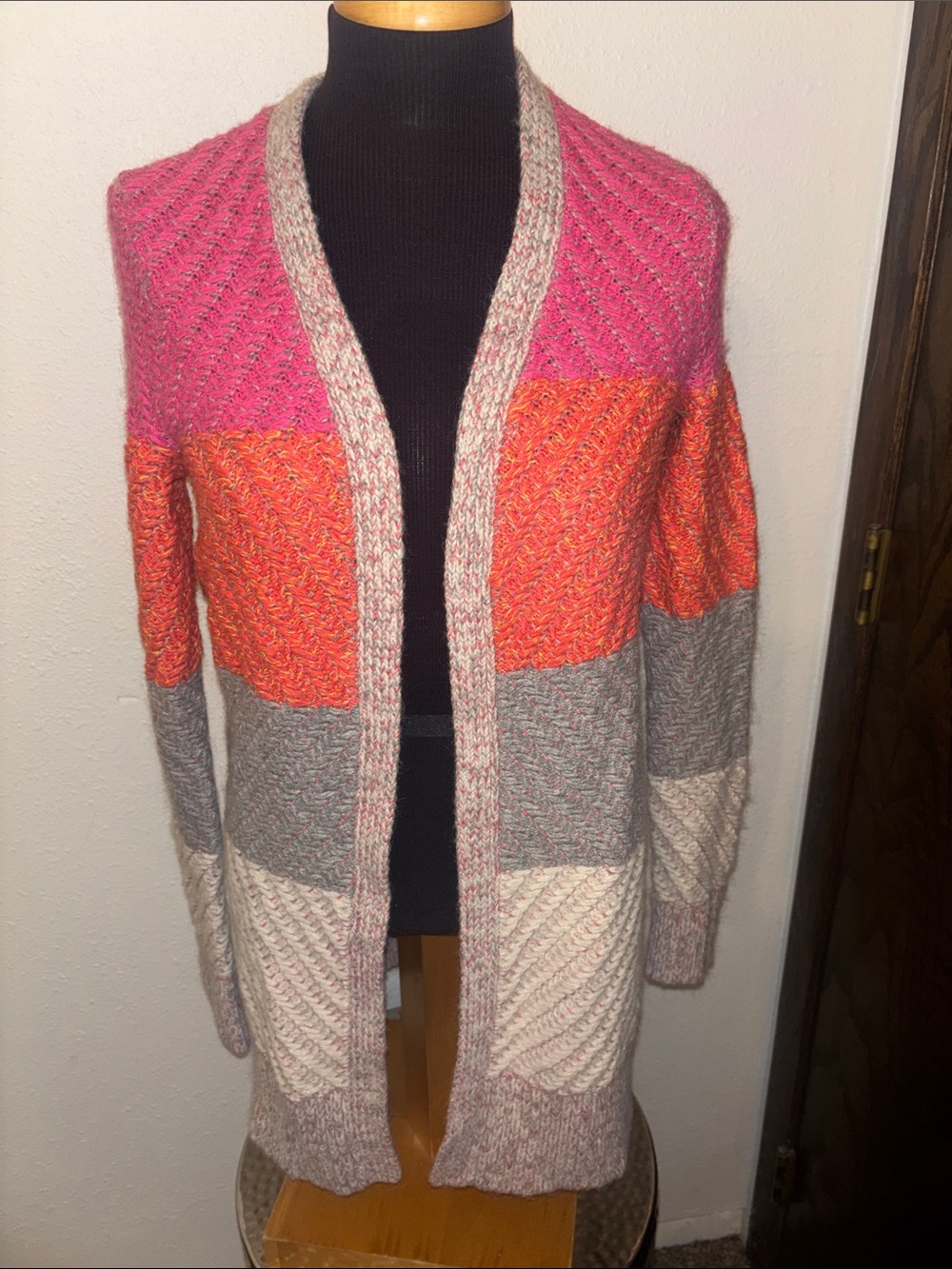 American Eagle Colorblock Open-Front Knit Cardigan Sweater Size XS/S